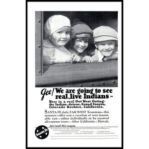 1929 Santa Fe System Lines Railroad Vintage Print Ad Little Kids Out West Photo